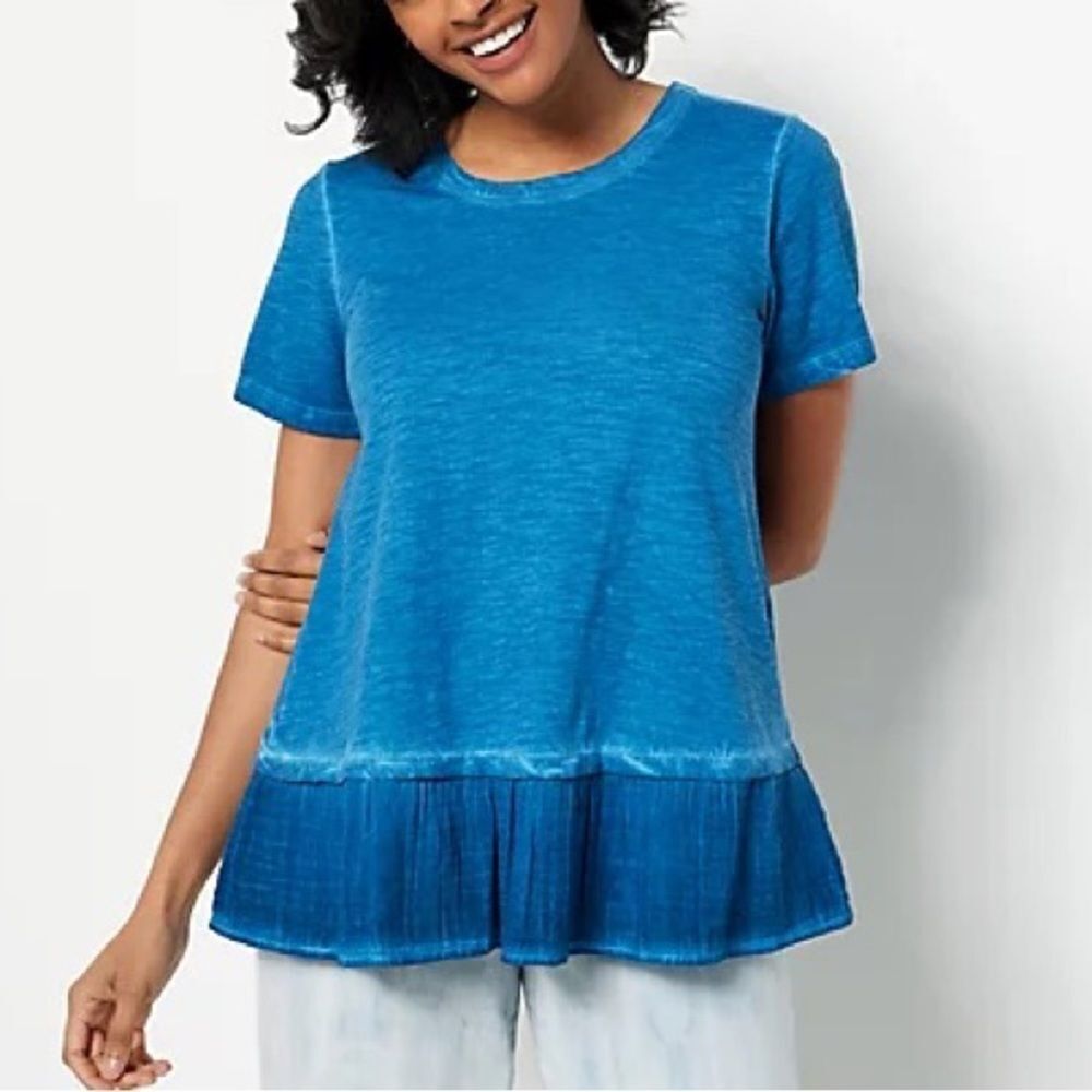 LOGO by Lori Goldstein Beach to Street Distressed Cotton Top